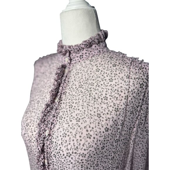 NEW Zadig & Voltaire Raspail Crinkle Floral Lace Trim Mini Dress M Retail $598 - Picture 4 of 14